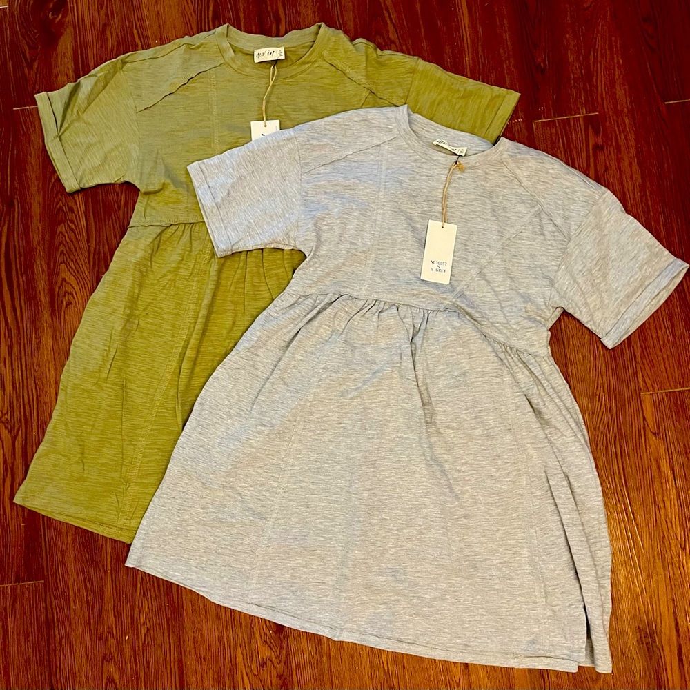 NWT t-shirt dresses by new-in size small (olive and gray)